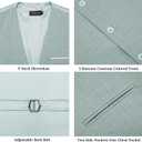 DiBanGu Mens Linen Suit Vest Casual Waistcoat and Necktie & Pre-tied Bowtie Set 6PCS Solid Color Dress Vest for Wedding Party (Blue), Size XXL