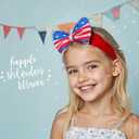 Baby girl bows Newborn Headband Hair Bows for Infant Toddlers with Double bows 4.5in*3.5in (Heat flag& red stripe)