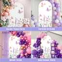 Purple Butterfly Arch Backdrop Covers, 6 Ft Stretchy Arch Backdrop Stand Cover, Garden Floral Photography Background Arch Stand Cover for Baby Shower Birthday Wedding Decor