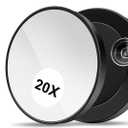 20X Black Magnifying Mirror and Eyebrow Tweezers Kit, 3.78 Inches Compact Round Magnifying Makeup Mirror with 2 Suction Cups, Mini Magnify Travel Cosmetic Mirror for Women Girl Makeup