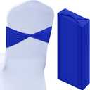 Kinlop 50 Pcs Spandex Chair Sashes Bows Chair Bands Slider Sashes for Covers Elastic Bands Ties Without Buckle Decorations for Wedding Party Events Ceremony Birthday(Blue)