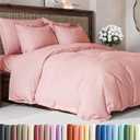 Duvet Cover Queen Size Set - Extra Soft Queen Duvet Cover 90" x 90" with 2 Pillow Shams - Hotel Luxury, Easy Care & Fade Free w/ Zipper Closures & Ties - All Season, Comfy and Breathable (Baby Pink)