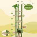 PEQULTI Tall Cat Tree, Floor to Ceiling Cat Tree Tower Adjustable [90.5''-100.4''=230-252CM] with Cat Condo, Cat Hammock and Scratching Post, Climbing Tree for Indoor Large Cats, Green