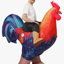 COMIN Inflatable Chicken Costume Rooster Adult Suit Funny Cosplay Halloween Costume for Men Women Birthday Christmas, Size: 63