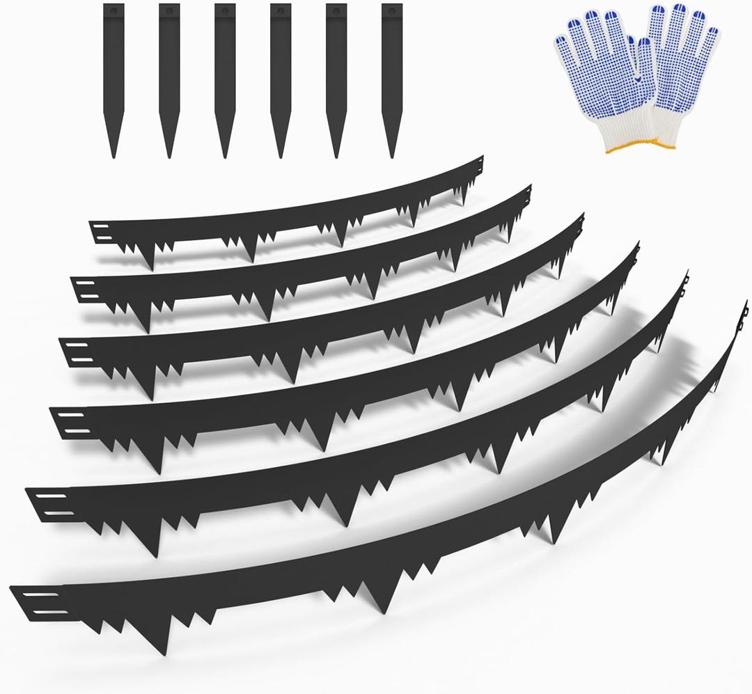 Metal Landscape Edging Border 6 Packs 42'' L x 4.5'' H, Galvanized Steel Garden Edging Border with 6 Stakes, Hammer-in Lawn Edging for Landscaping, Flower Bed, Yard, Pathway, Tree Ring (21ft Total)