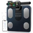 Scale for Body Weight, 8 Electrode Smart Bathroom Scale with BMI Body Fat Muscle Mass 28 Full Body Composition, High Precision Digital Weight Scale with Handle Display, Rechargeable, 400 lbs
