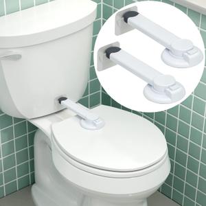 Toilet Locks Baby Proof (2-Pack) Ideal Baby Proof Toilet Lid Lock with Arm No Tools Needed Easy Installation with 3M Adhesive Top Safety Toilet Seat Lock Fits Most Toilets, White