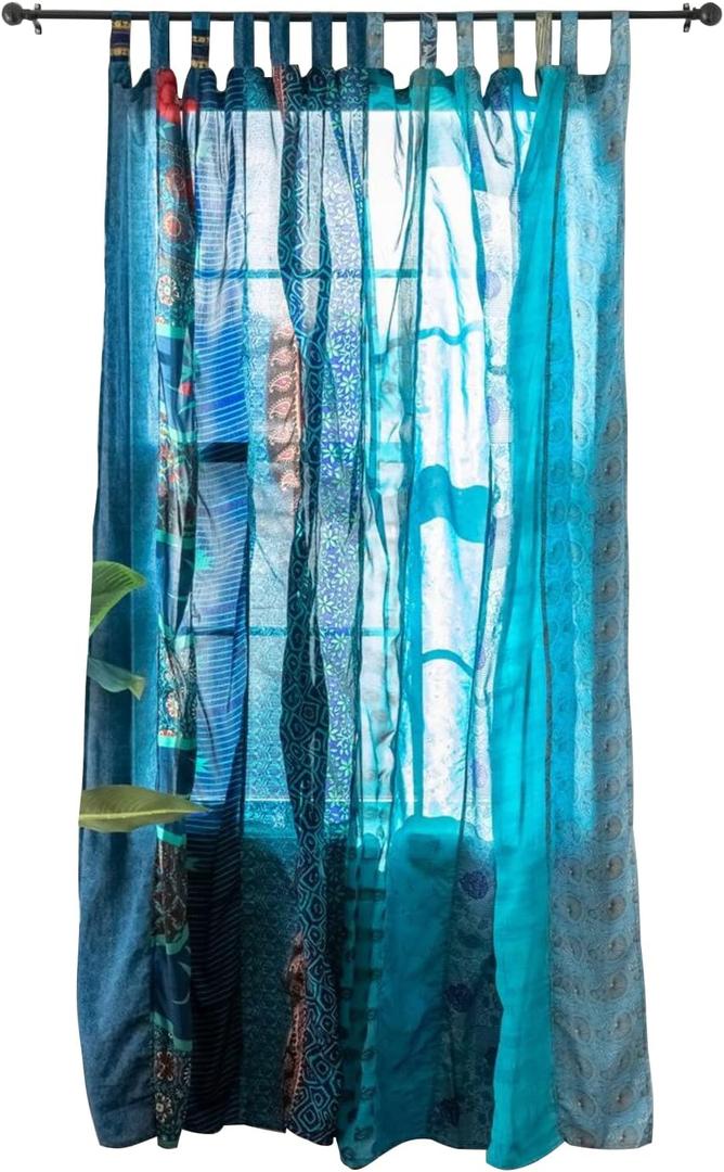 Assorted Hippie Colorful Curtains Light-Filtering Boho Curtains, Bed Canopy Panel, Tapestry or Window Treatment Patchwork (84 X 43 Inches)