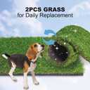 HQ4us Dog Grass Pad with Tray Extra Large 4534 Dog Litter Box Toilet with 2Artificial Grass for Dogs with Hemmed Edge, Pee Pads for Dogs, Realistic, Less Stink, Potty for Balcony