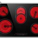 Karinear Electric Cooktop 30 Inch, 8400w 5 Burners Electric Stove Top, Built-in Ceramic Cooktop with Glass Protection Metal Frame, Multifunctional Stove for 220-240v, Hard Wire, No Plug