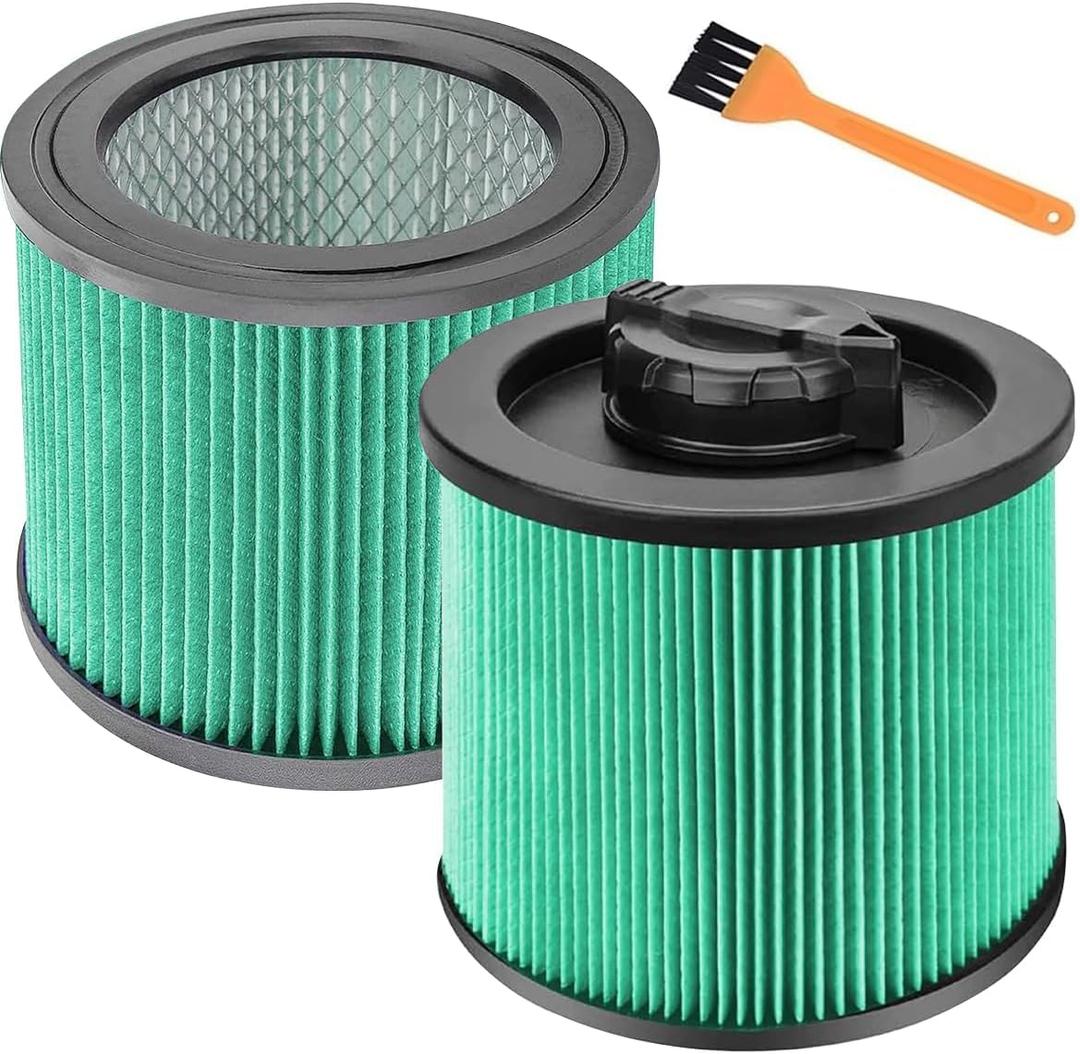 DXVC4003 HEPA Cartridge Filter Replacement Fit for DEWALT 4 Gallon Wet Dry Vacuum Cleaners, Washable and Reusable Compatible with DXV04T, DXV05P, DXV05S, DXV08S, DXV06G (2 Pack)