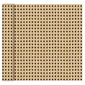 Rattan Wallpaper Peel and Stick Wallpaper Retro Cane Rattan Vintage Self Adhesive Liner Hexagon Weave Furniture Cabinet Paper for Home Shelf Drawer Liner Bedroom DIY Decor (Black Rattan Style 2)
