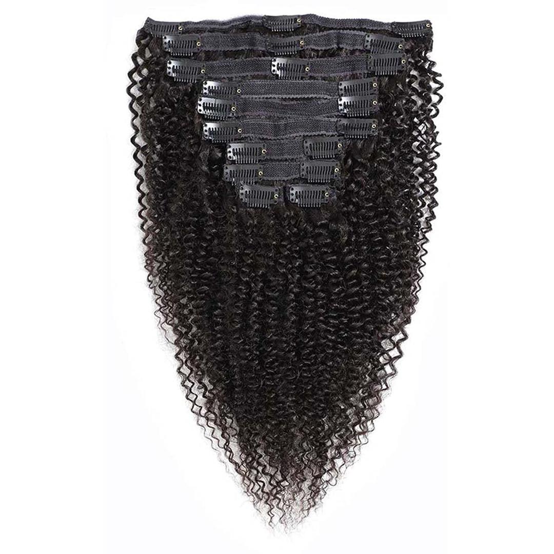 Curly Clip in Hair Extensions Real Human Hair for Black Women Brazilian 3C 4A Kinky Curly Human Hair Clip in Extensions 10Pcs with 21Clips 120G/Set Natural Black 16 Inch