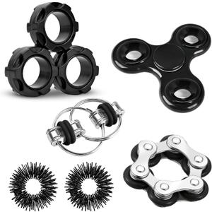 Fidget Toys Adults Pack 6PC, Christmas Stocking Stuffers for Teen Boy Fidgets for Classroom Cool Gadget Desk Toys for Teens Figette Spinner Figits Ring ADHD Autism Must Have Stress Anxiety Relief Toy