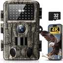 4K 60MP WiFi Trail Camera,Game Cameras with Night Vision Motion Activated Waterproof,Suitable for Outdoor Wildlife Detection, Monitoring Home Security