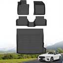 Hutisya-Floor Mats & Cargo Liner Set Fit for 2019-2025 Volvo S60 (Not for Recharge) All Weather Protection Anti-Slip & Durable TPE Full Set Liners Automotive Accessories-Black