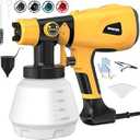 Paint Sprayer 1000W High Power Electric Spray Paint Gun with Adjustable Spray Width Knob 4 Nozzles and 3 Patterns Easy to Clean for Furniture Home Interior House Painting Yellow
