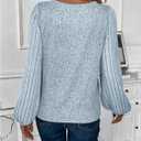 Women's Ribbed Knit Long Sleeve T Shirts V Neck Casual Tee Tops Fall Outfits (M)