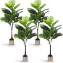 4 Pack 27.5 Inch Artificial Tree Branches Faux Greenery Plants with Stem Fake Trees Plant for Shop Home Office Decor Indoor Outdoor(Fiddle Leaf Fig)