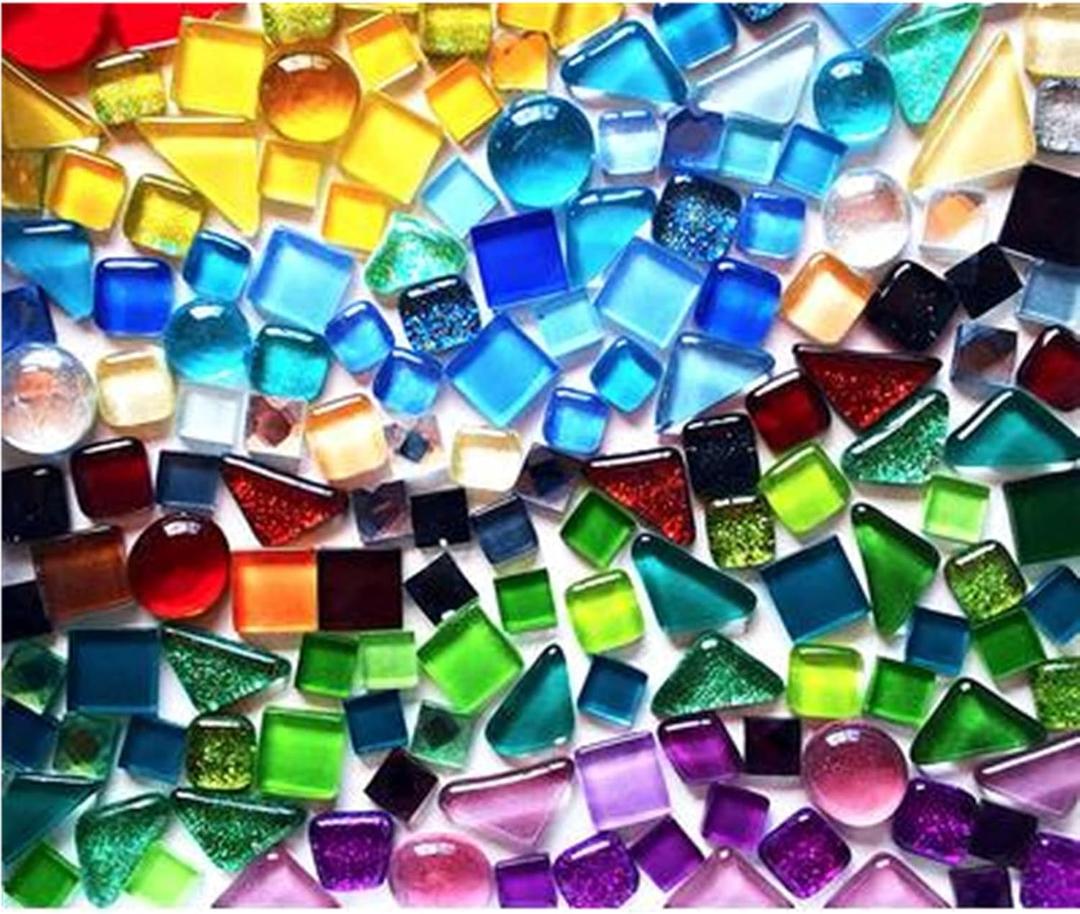 BTMIEY 500g Glue Down Irregular Tiny Mosaic Tile Hobbies Children Handmade Crystal Craft for Bathroom Kitchen Home Decoration DIY Art Projects,0.4X0.4 Inch(Mixed Color Series)