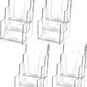 MaxGear Acrylic Brochure Holder, 4 Inch Wide 3 Tier Literature Display Stand, Clear Premium Acrylic Pamphlet Holder, Multi Pocket Wall Mount or Countertop Organizer, Office or Home Use, 4 Pack