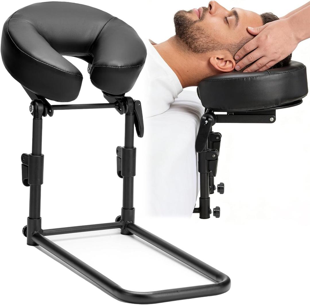 Massage Headrest for Bed, Adjustable Bed Massage Head Holder with Memory Foam Face Cradle, Home Mattress Top Massage Kit for Eye Surgery Recovery & Comfortable Relaxation