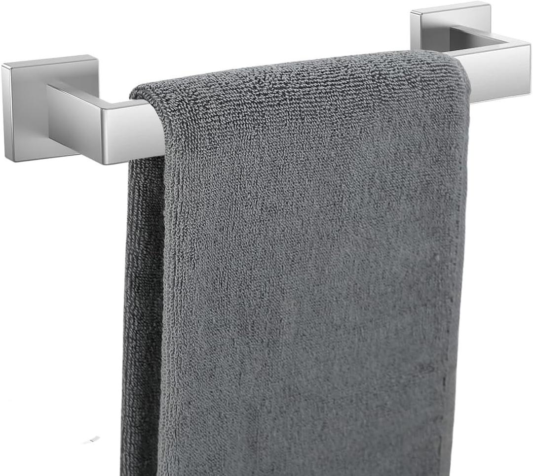 Towel Bar for Bathroom 12 Inch Brushed Nickel Towel Holder 12/16/20/24/28/32/36 Inch Stainless Steel SUS304 Rustproof Towel Rack Modern Square Towel Rod for Bathroom Wall (1, Brushed Nickel, 12 Inch)