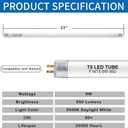 22 Inch F14T5/850 LED Replacement Bulbs, 5000K Daylight White, T5 LED 9 Watts Replace Fluorescent Bulb with LED, Replacement Tube for Counter and Cabinet Fixture, 4 Pack