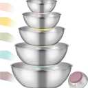 Stainless Steel Mixing Bowl Set - High - Quality, Durable and Rust - Resistant for Baking, Cooking, and Salad Making,Kitchen meal preparation,Great for Mixing & Serving,Anti slip silicone rubber base