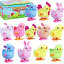 Max Fun 12Pcs Easter Wind Up Toys Easter Basket Stuffers Chicks Bunny Assortments for Easter Party Favors Easter Basket Fillers Easter Egg Hunt Easter Toys for Kids Ages 4-8