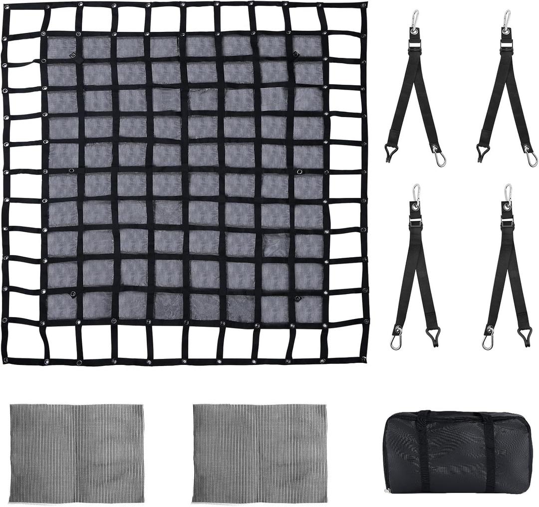 Truck Cargo Net with Mesh, 6.7 x 8 ft Heavy Duty Cargo Net for Pickup Bed, Accessory Truck Bed Netting for Cargo (80 x 95 inches)
