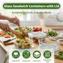 3 Pack Glass Sandwich Containers with Lids, 27 oz Reusable Glass Food Storage Containers, Airtight Lid with Vent, No Leak, Microwave and Freezer-Safe, Perfect for Work, Meal Prep and Everyday Storage