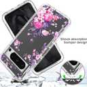 Sidande for Pixel 8 Pro Case, Google 8Pro Case with Tempered Glass Screen Protector, Full Body Clear Floral TPU Slim Phone Protective Armor Cover for Google Pixel 8 Pro Rose Flower