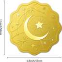 BENECREAT 100pcs Moon and Star Pattern Self Adhesive Gold Foil Embossed Stickers, Embossed Gold Certificate Seals for Wedding Invitations Envelope Graduation Seals, 5x5cm/2x2inch