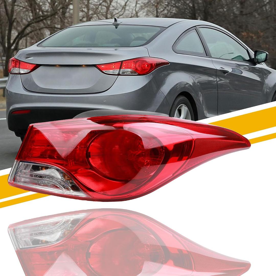 Dasbecan Halogen Tail Light Assembly Compatible with 2011-2013 Hyundai Elantra Right Passenger Side Taillight With Bulb Rear Lamp Replace #924023Y000 HY2805119