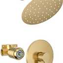 HoliSpa Shower Faucet, Gold Shower Faucet Set with 8-Inch Rainfall Showerhead, Single-Handle Shower-Trim Kit Included Valve, Brushed Gold