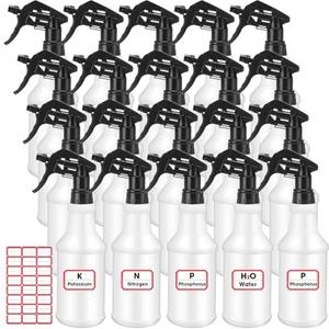 Gerrii 24 Pcs 24oz Plastic Spray Bottle Bulk, Empty Refillable Squirt Bottles for Cleaning Solution, Leak Proof Water Spray Bottle with Adjustable Nozzle and Sticker Commercial Supplies (Black)