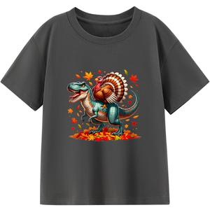 Funny Thanksgiving Shirts for Kids Toddler Boys Girls Turkey Pumpkin Graphic T-Shirt Clothes Tops Tee 2-8 Years (Black)
