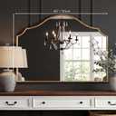 PERFNIQUE Gold Scalloped Mirror, 40"x29" Large Vintage Wall Mirror with Tempered Glass, Arched Antique Mirror for Mantel Fireplace Entryway Living Room Decor