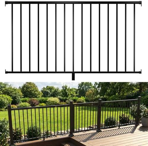 42 in. H x 6 ft. Heavy Duty BH Aluminum Straight Picket Railing, Porch and Deck Railing Kit Supports Up to 800 Lbs, IBC Compliant and Certified, AAMA2604 Powder Coating, Textured Black