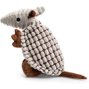 Hollypet Plush Dog Squeaky Toy Stuffed Armadillo Animal Pet Puppy Chew Toys with Clean Teeth for Small Medium Large All Breed Sizes Dogs, Gray, 8 in