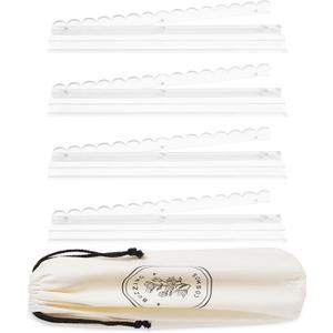 4-Pack Clear Scalloped All-in-One Acrylic Mahjong Racks with Magnetic Pushers & Carrying Bag, Signature Polished Design for Elegant Play, 18.5" Long Luxury Combo Set
