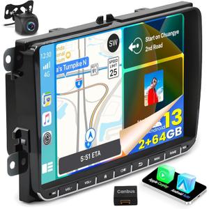 for VW Seat Passat Golf Tiguan Jetta Polo Skoda Android Car Stereo 2GB+64GB 9 Inch Touchscreen Radio with Carplay Android Auto GPS Navigation Backup Camera WiFi SWC RCA HiFi Microphone
