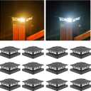 VOLISUN Solar Post Cap Lights: 12 - Pack Outdoor Deck Post Cap Lights Black for Dock Fence Waterproof 2 Color Modes,4x4/6x6 Wooden/Vinyl Posts