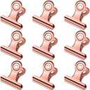 Orcielo 30 Pack Small Rose Gold Bull Clips, 1.22 Inch Mini Metal Hinge Clips for Office, Home, School, Shops