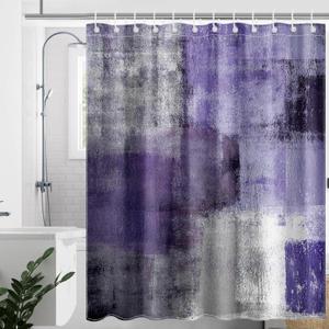 Mocsicka Purple Abstract Shower Curtain Purple and Grey Abstract Art Painting Shower Curtain Bathroom Bathtub Curtain 72x72 Inch with 12 Hooks
