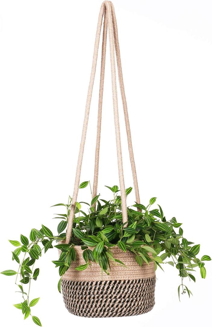 Hanging Planter Basket Jute Rope Woven Plant Hangers Indoor Hanging Plant Holder Up to 7" Pot Macrame Modern Storage Organizer Home Decor (Jute) Hanging Planter Basket Jute Rope Woven Plant Hangers Indoor Hanging Plant Holder Up to 7" Pot Macrame Modern Storage Organizer Home Decor (Jute)