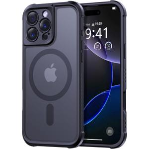 Thomo Magnetic for iPhone 16 Pro Max Case, [Full Camera Protection] [Compatible with Magsafe] Military-Grade Shockproof, Anti-Fingerprint Translucent Matte Phone Case,Black