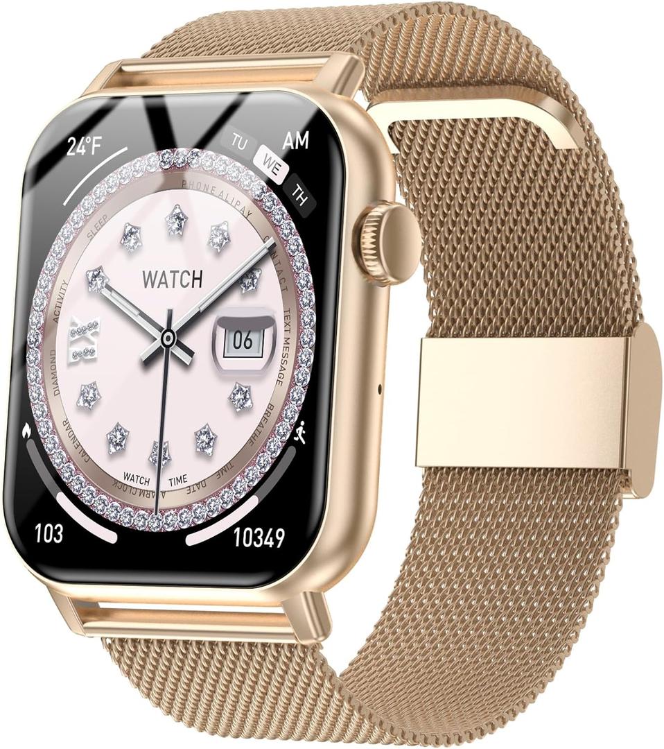 Smart Watches for Women, 1.83" HD Fitness Tracker (Answer/Make Calls), 120+ Sport Modes with Heart Rate/Sleep Monitor, IP68 Waterproof, Fitness Watch for iOS Android, Yellow