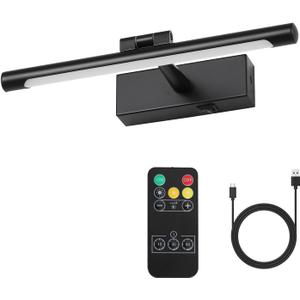 Modern LED Picture Light Dimmable 12.6 "Black Picture Light lampshade can Rotate up or Down 270 Degrees 3 Color Temperature Display Wall Art Light Battery Powered